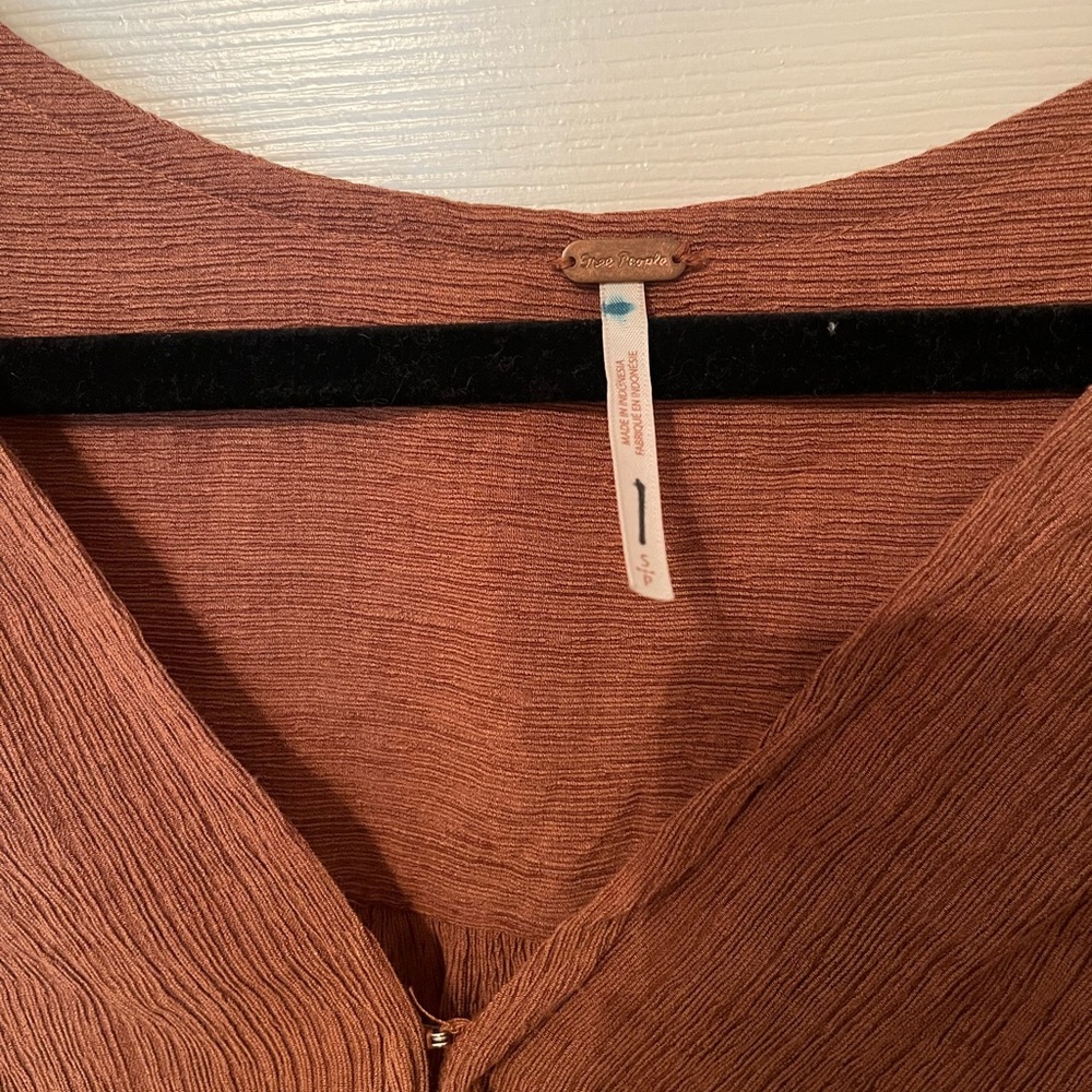 Free People Small Rust‎ Draped Blouse Boho Western - Picture 2 of 4